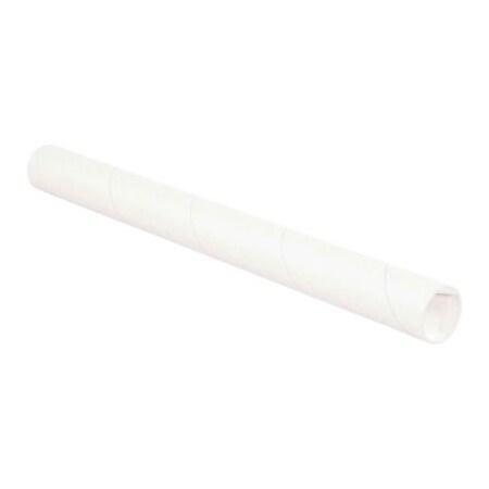 The Packaging Wholesalers Mailing Tubes With Caps, 2" Dia. x 36"L, 0.08" Thick, White, 50/Pack P2036W